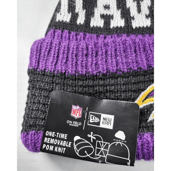 NWT Baltimore Ravens NFL Sports Knit Pom Beanie Fleece Lining OSFA Unisex - Picture 6 of 8